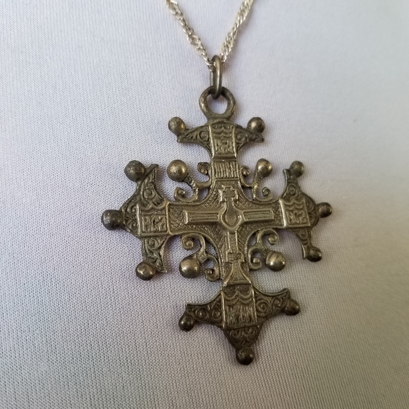 Relisted -Vintage Coppini cross necklace 800 silver bros Christian renaissance - Picture 8 of 17